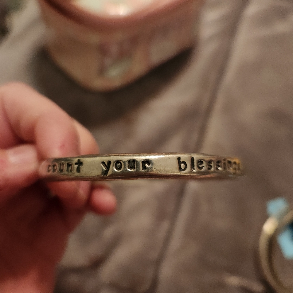 Pewter quote bangle